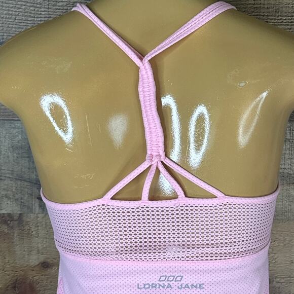 Lorna Jane Mesh Braided T-Back Tank Top Light Pink SZ Medium - Picture 4 of 5